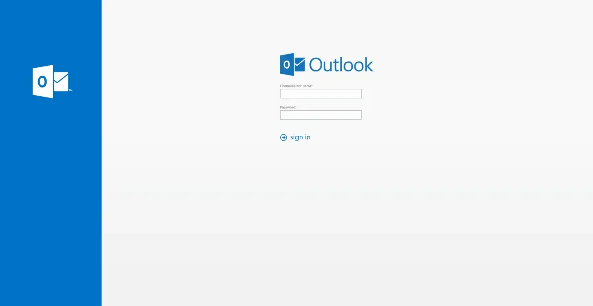 Поддельный ресурс, имитирующий почтовый клиент Outlook