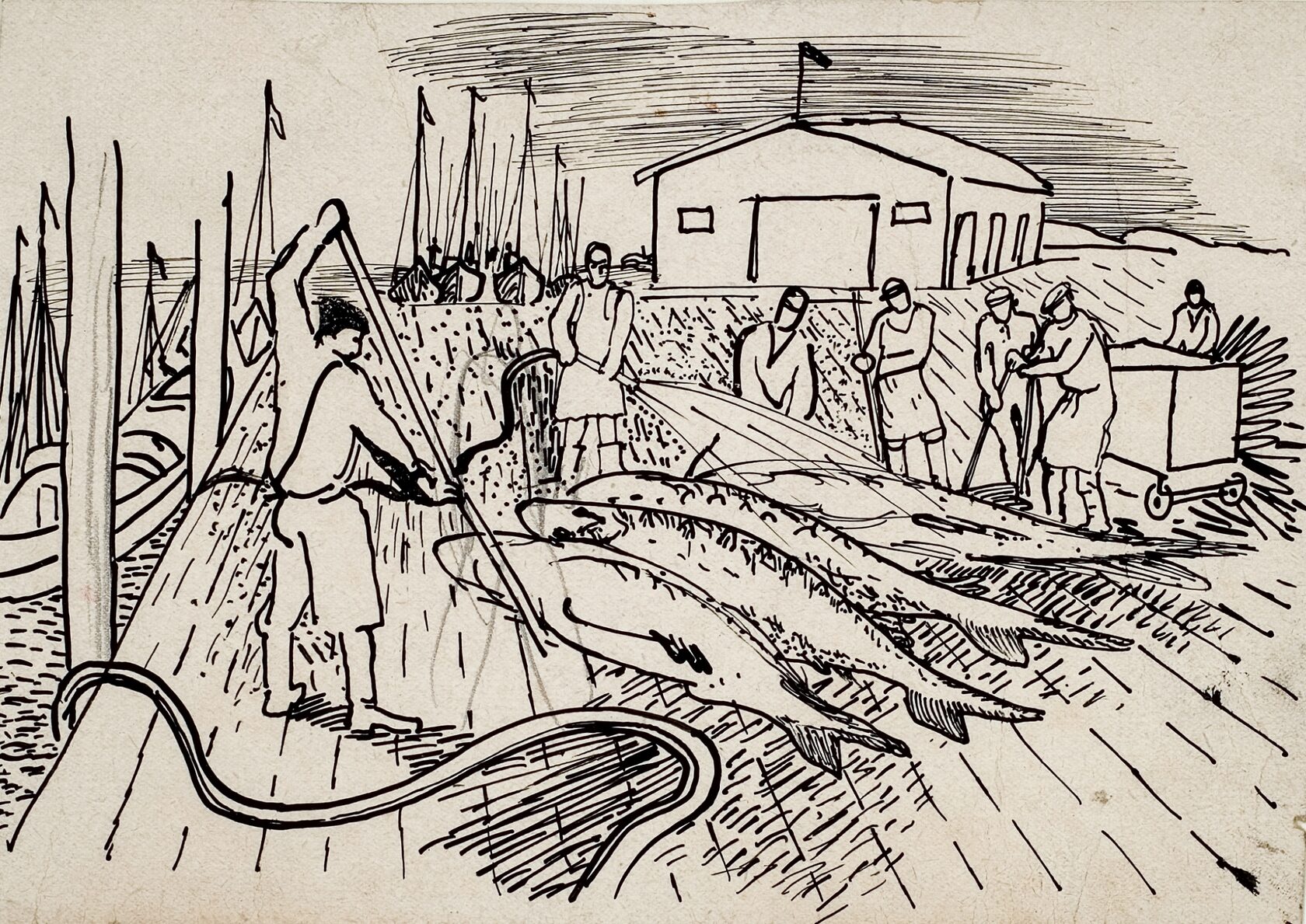 Разделка рыбы. 1928