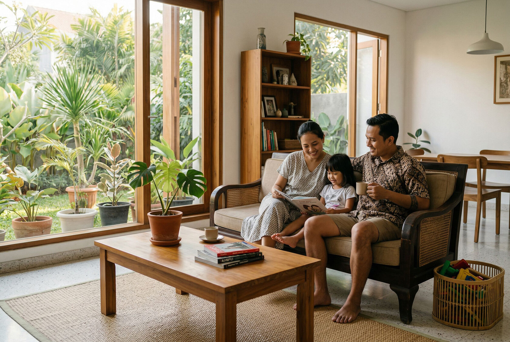 Keluarga Indonesia hemat listrik di rumah modern