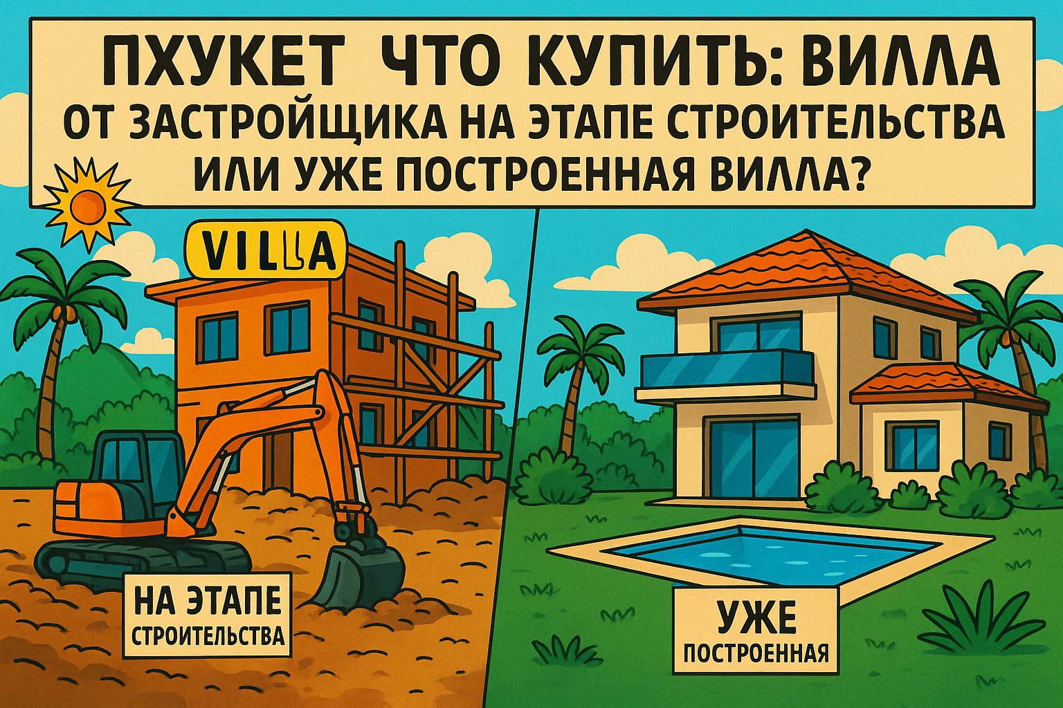 Покупка виллы на Пхукете — это не просто выбор дома. Это стратегическое решение: для жизни, инвестиций или сдачи в аренду. Один из ключевых вопросов — покупать новостройку или виллу на вторичном рынке?  Разберём плюсы и минусы каждого варианта: с позиции 