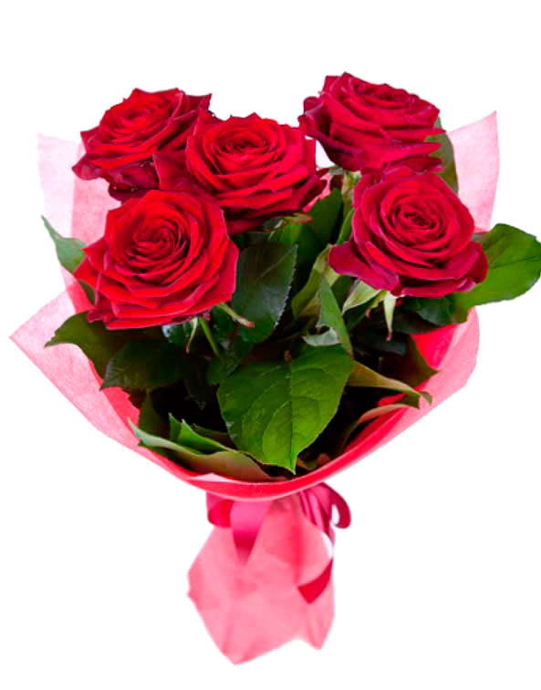 Мини-букет "алый" из 5 красных роз. Букет из 5 роз. Красивые небольшие букеты.