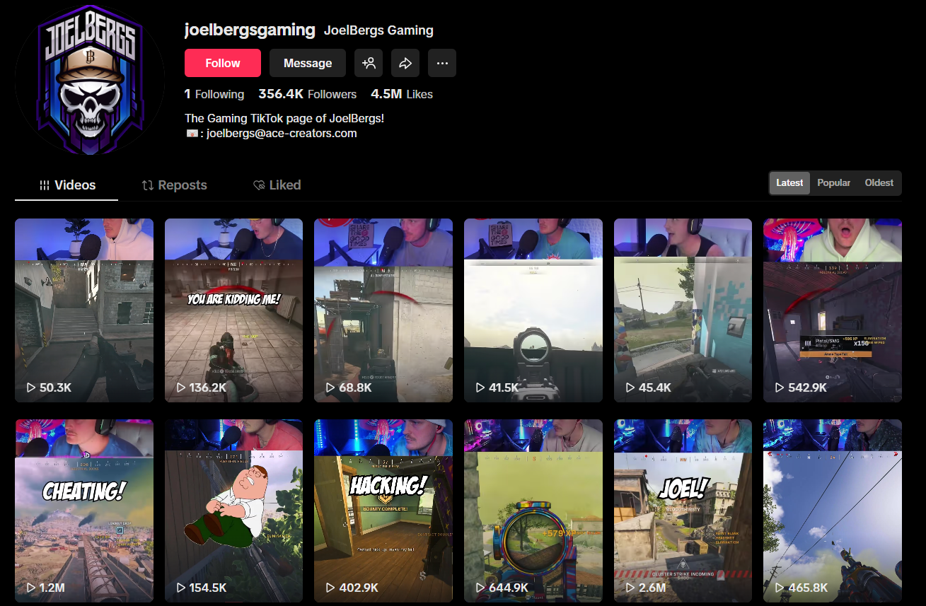 JoelBergs Gaming tiktok gaming influencer
