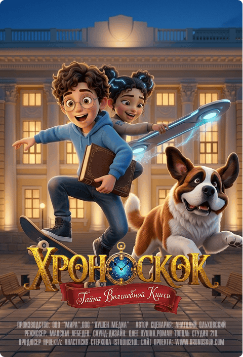 Постер анимационного сериала Хроноскок — приключенческое фэнтези для детей 6–10 лет. Studio 210