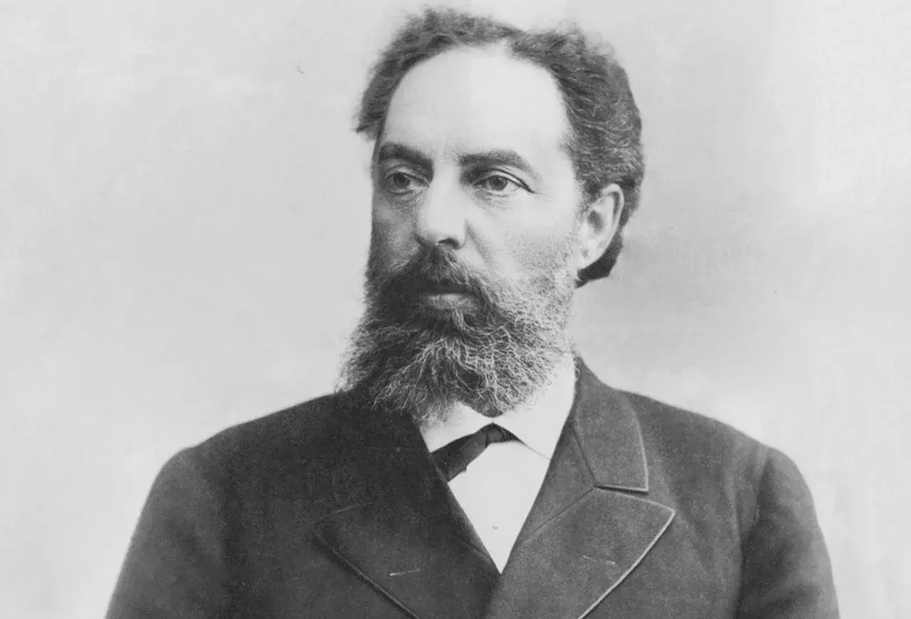 Портрет доктора Нила Филатова за осмотром ребенка, историческая иллюстрация становления педиатрии в 19 веке.