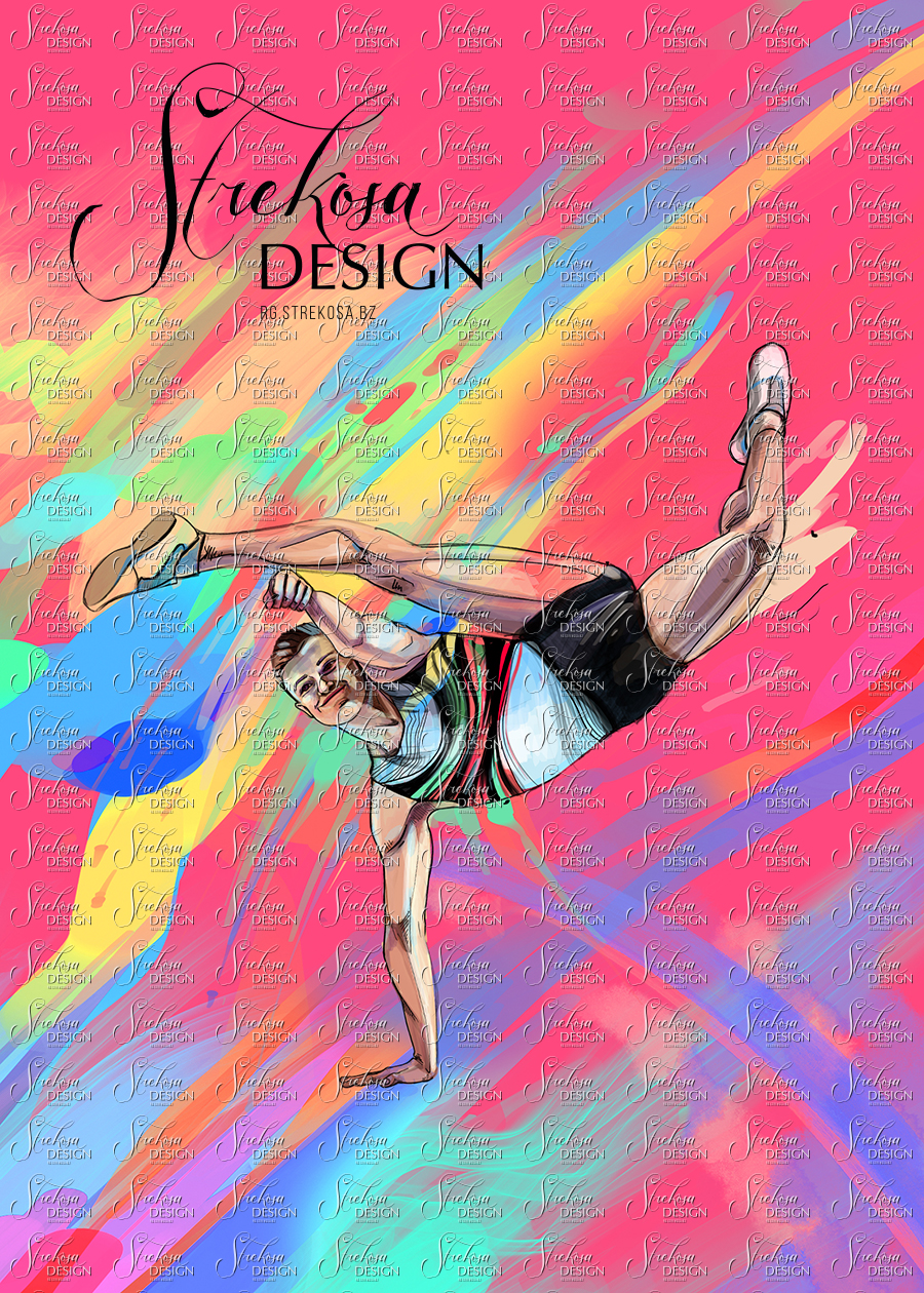 Sports Illustration A0002 aerobics artwork by Strekosa Design