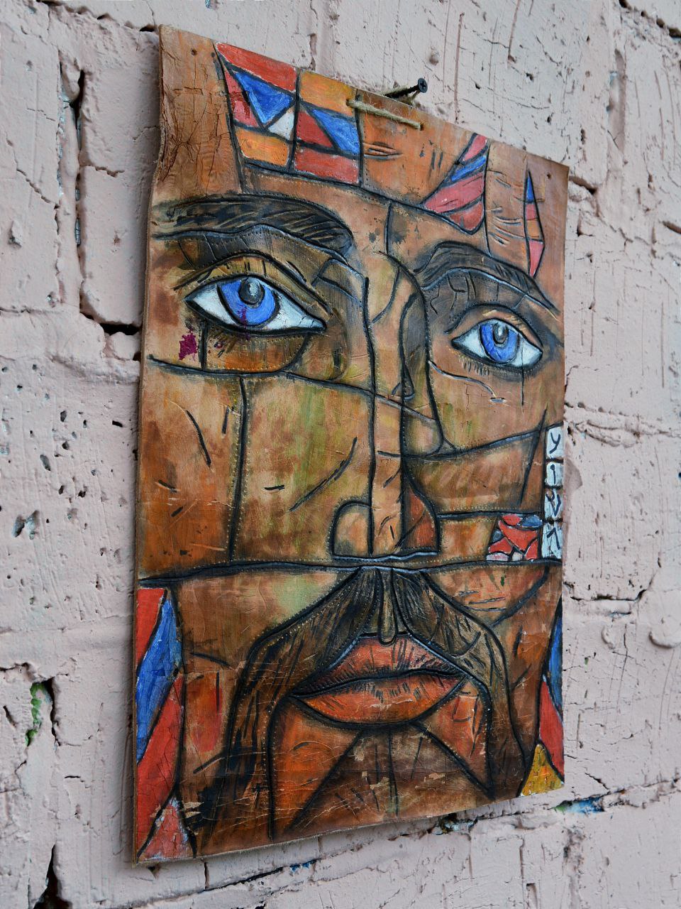 Скульптура настенная из фактурной кожи А.МузылевЪ &quot;Двуликий Дзен Гранж 3&quot;