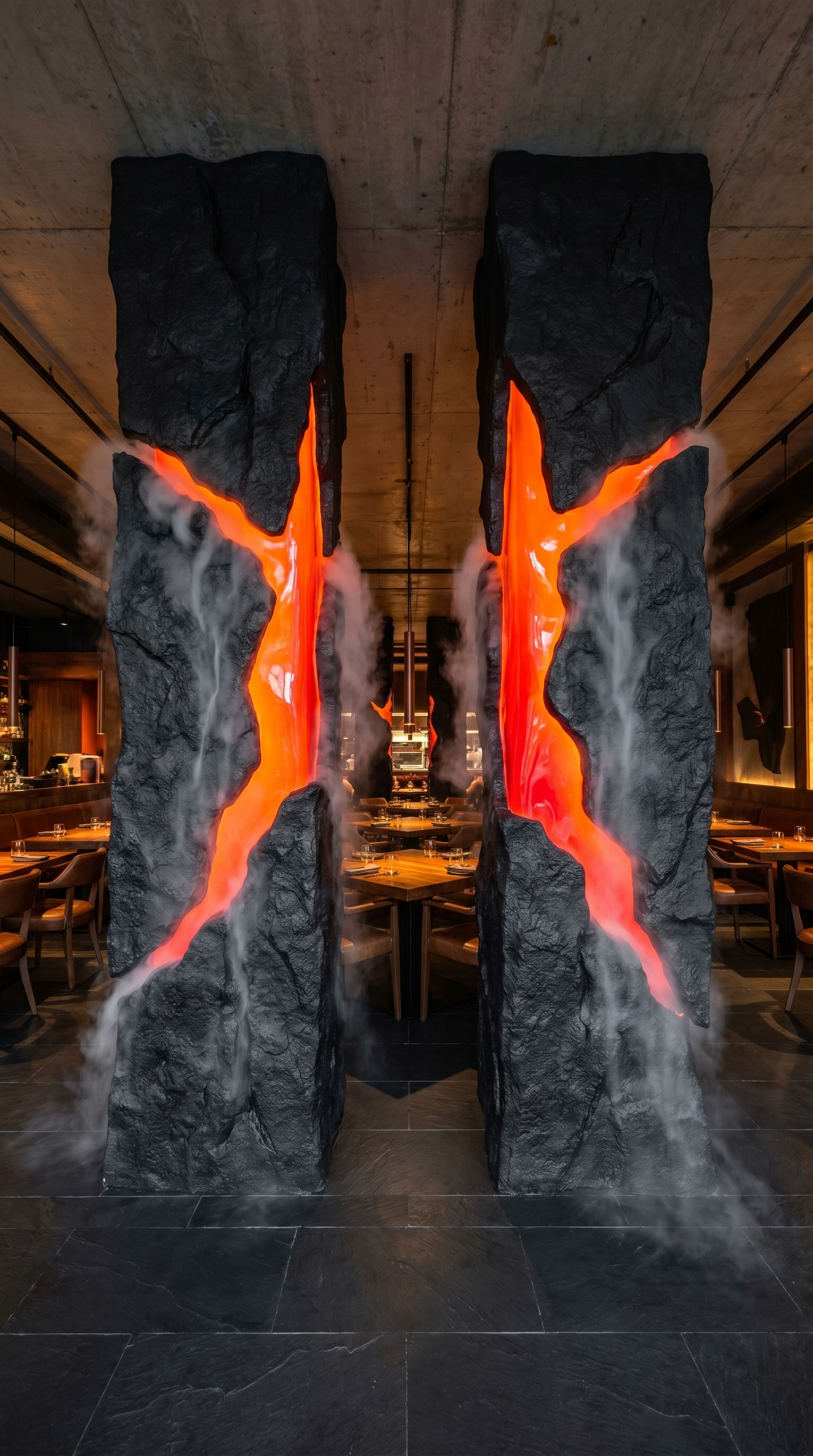 Sculptural column concept for commercial space