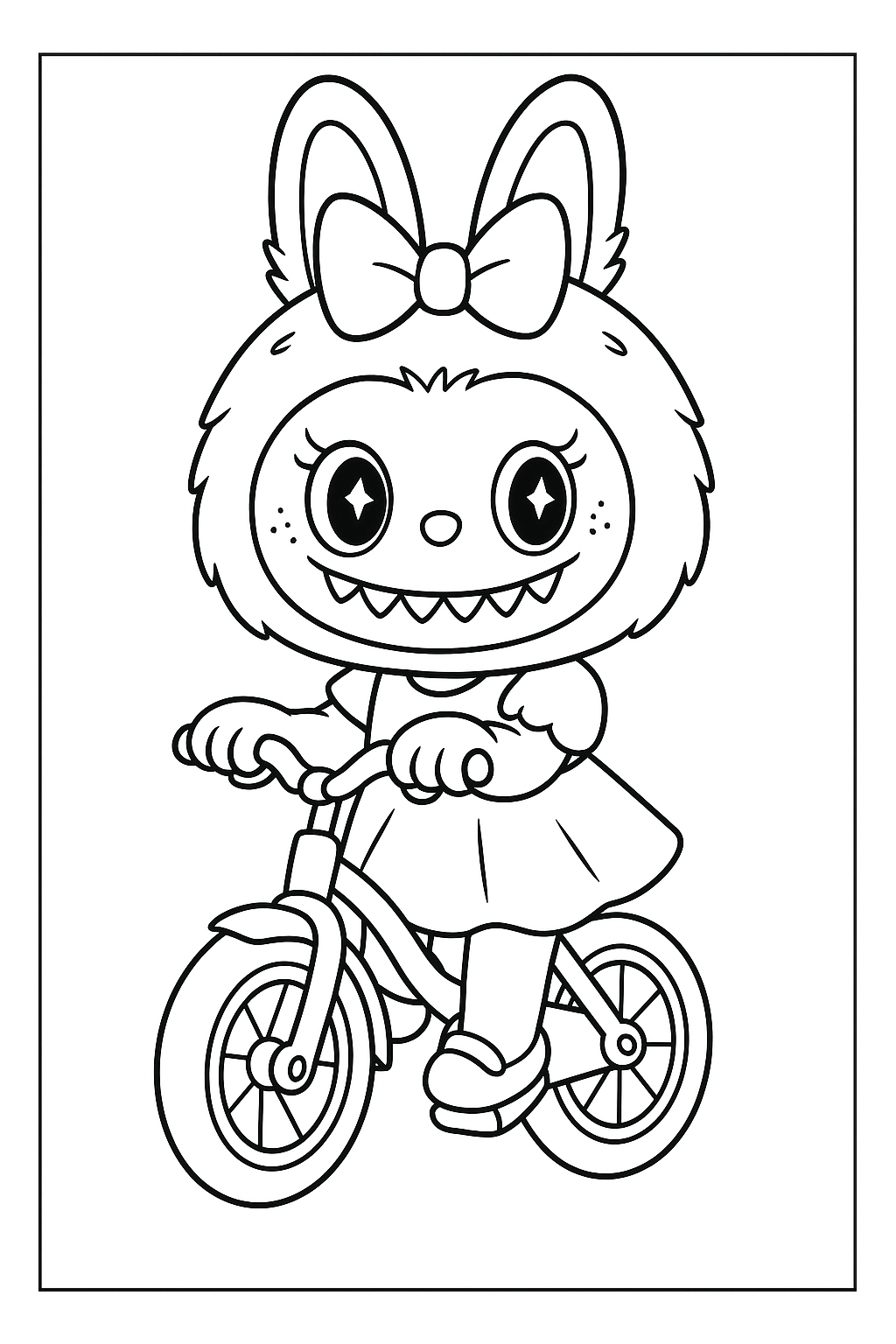 Раскраска для детей Лабубу (Labubu) милый монстр 