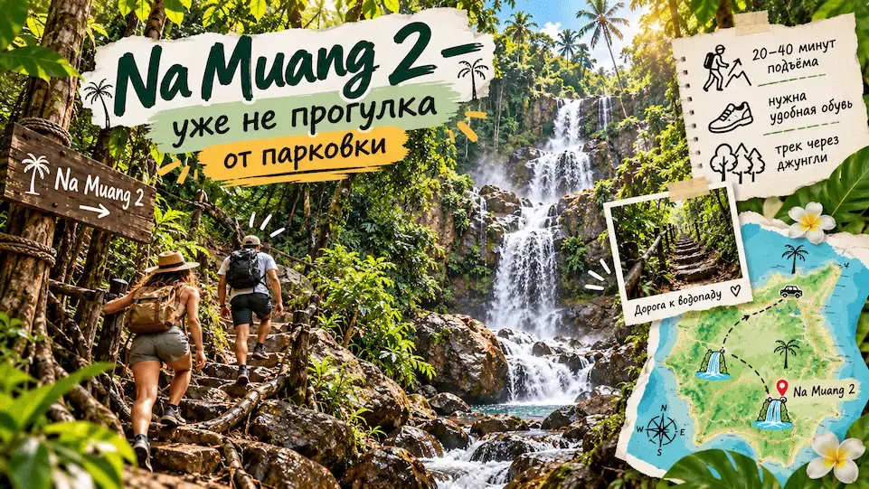 Водопад Na Muang 2 на Самуи и тропа через джунгли