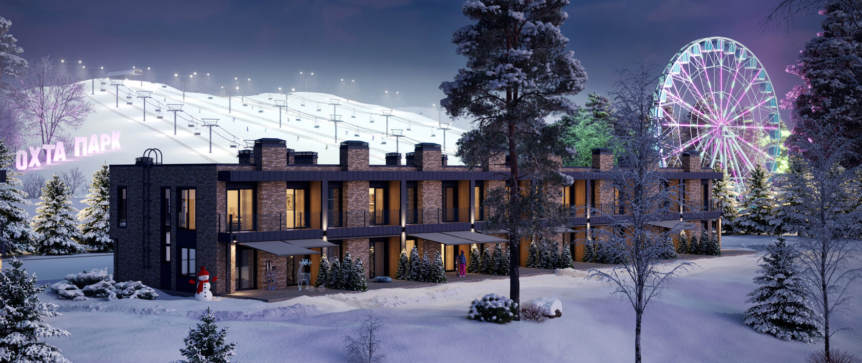 зимняя 3д визуализация