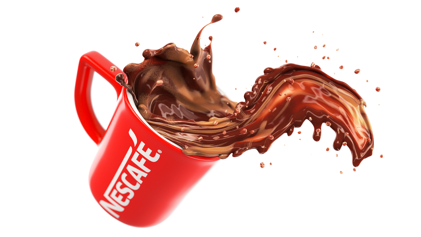 Nescafe в стаканчиках. Кофейные брызги. Жидкий шоколад. Разлитая Кружка кофе. Всплеск шоколада.