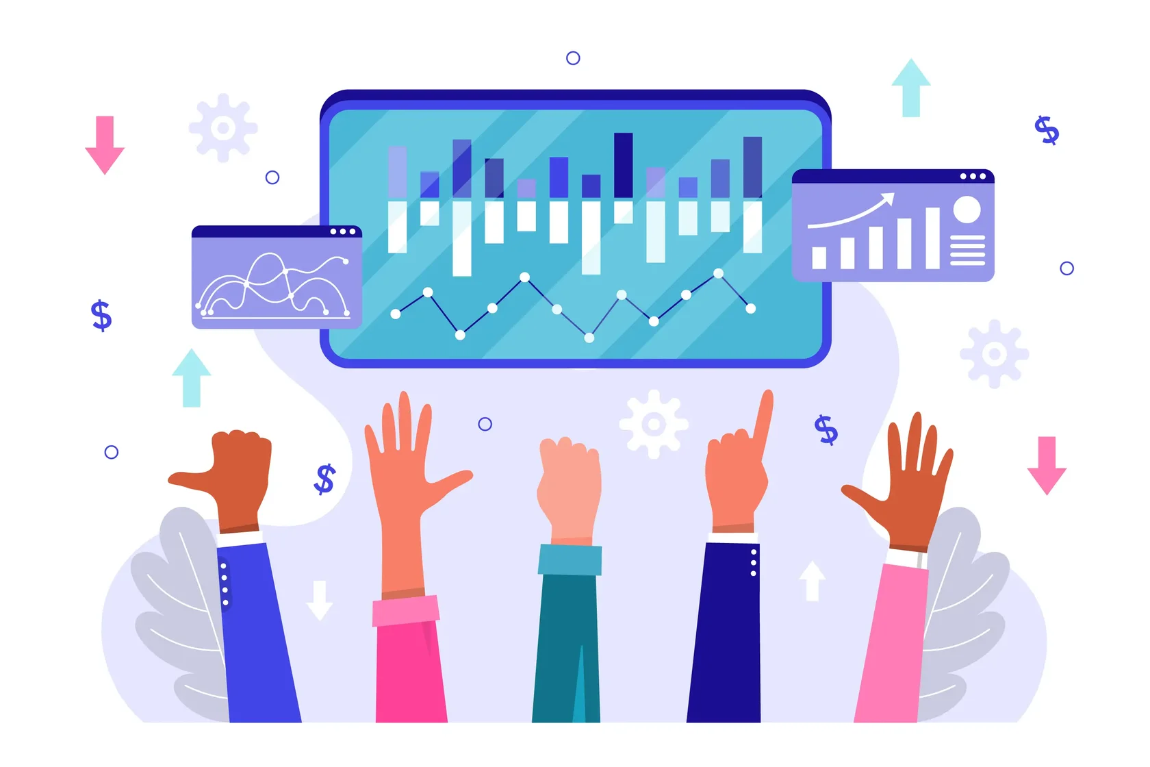 График из белых маленьких карточек