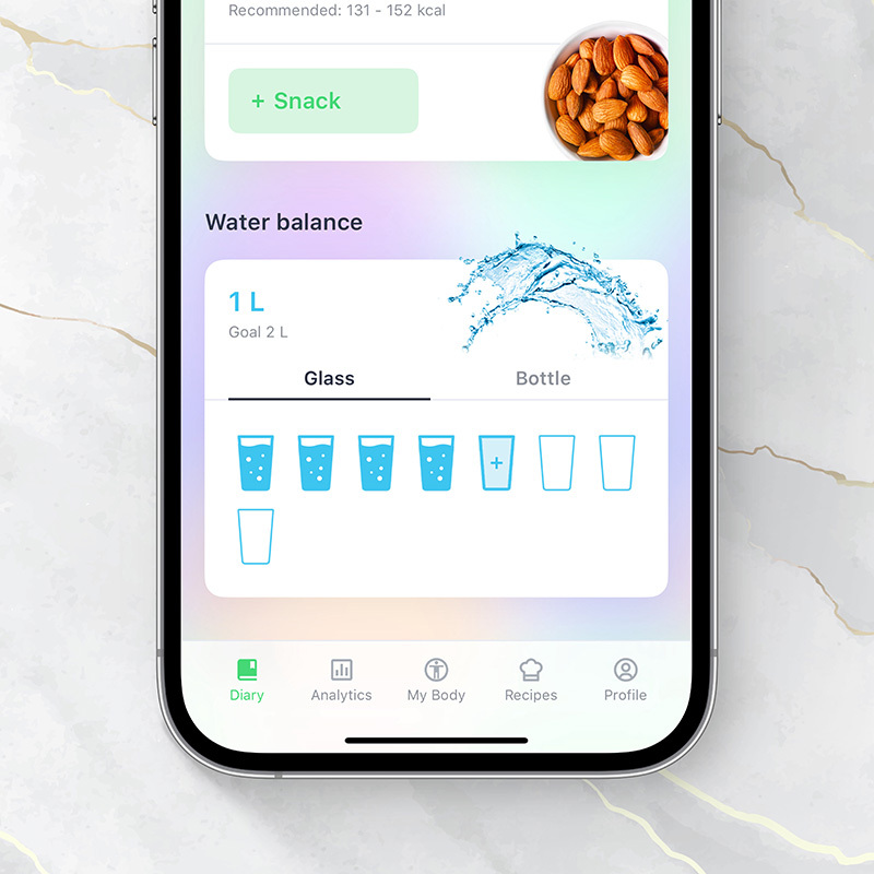 Foodbok iOS App: Water Tracker