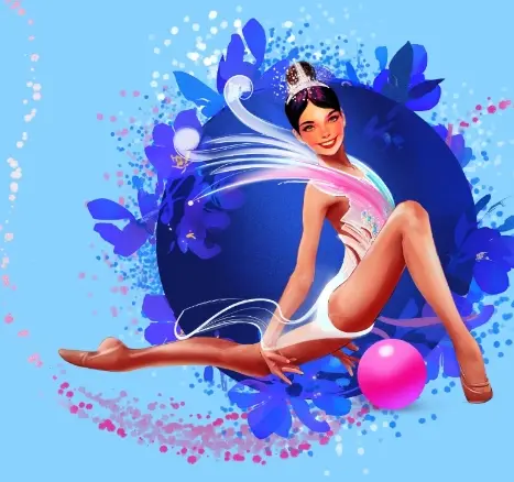Rhythmic gymnastics digital illustration