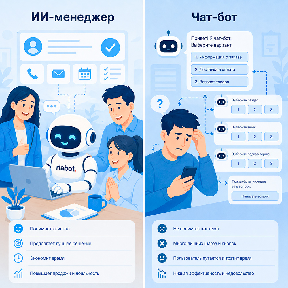 Сравнение ИИ-менеджера и чат-бота