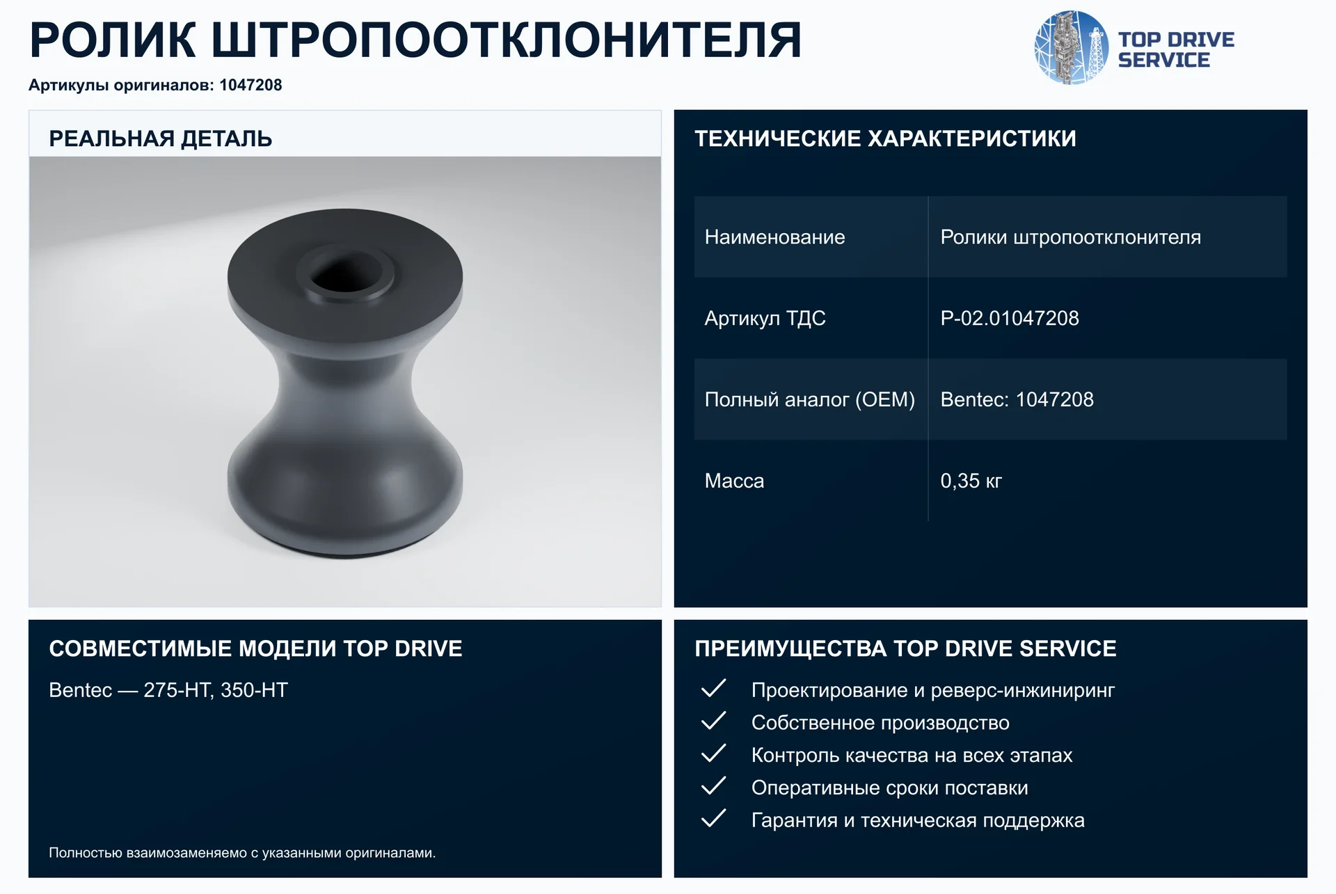 Ролики штропоотклонителя — OEM 1047208