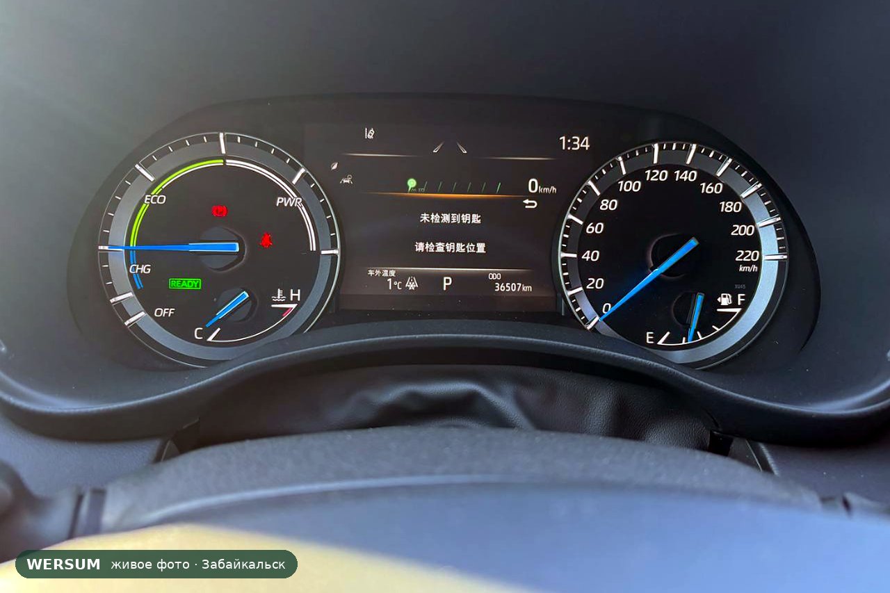 Toyota Highlander, приборка: шкала ECO / CHG / PWR вместо тахометра
