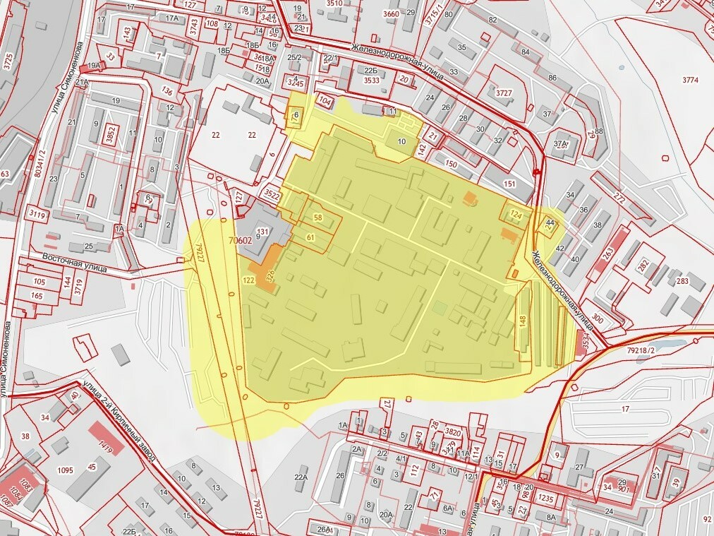 Кадастровая карта с санитарно защитными зонами
