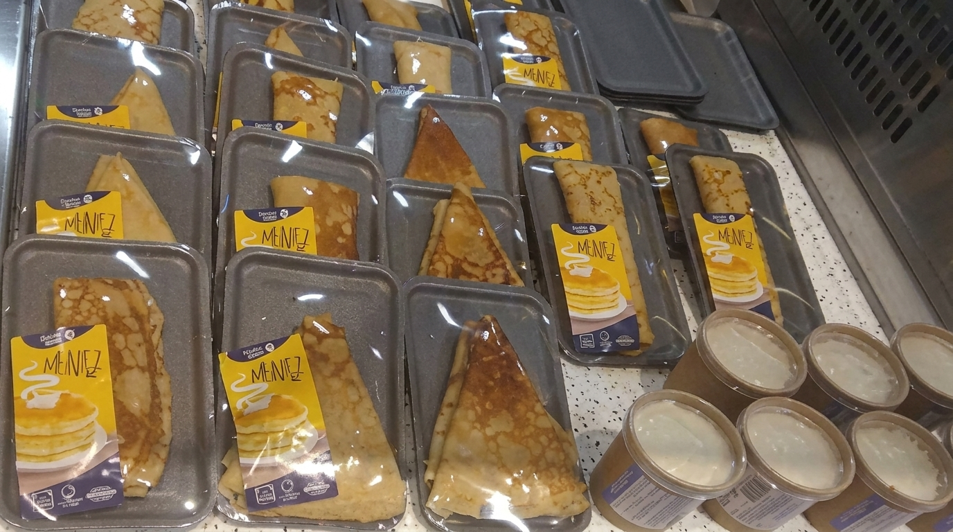 Витрина с упакованной выпечкой