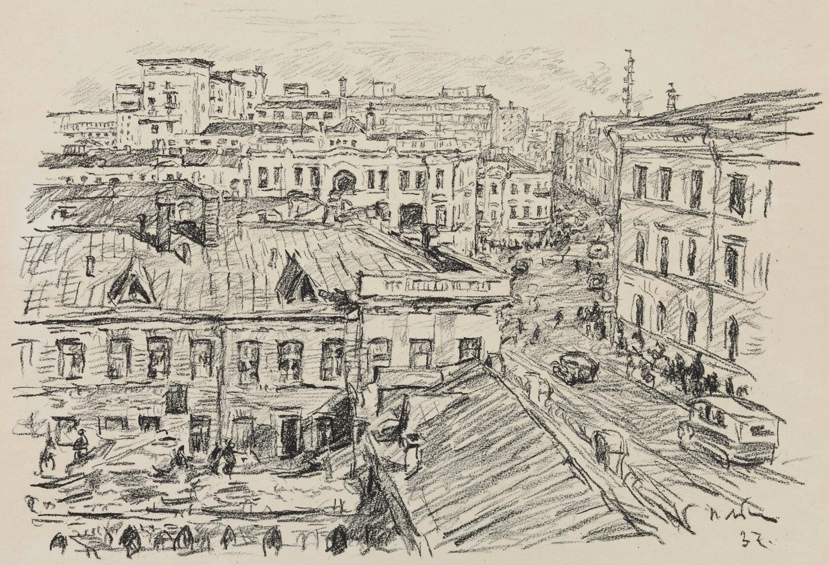 Москва. Улица Кирова. Вид с балкона. 1937