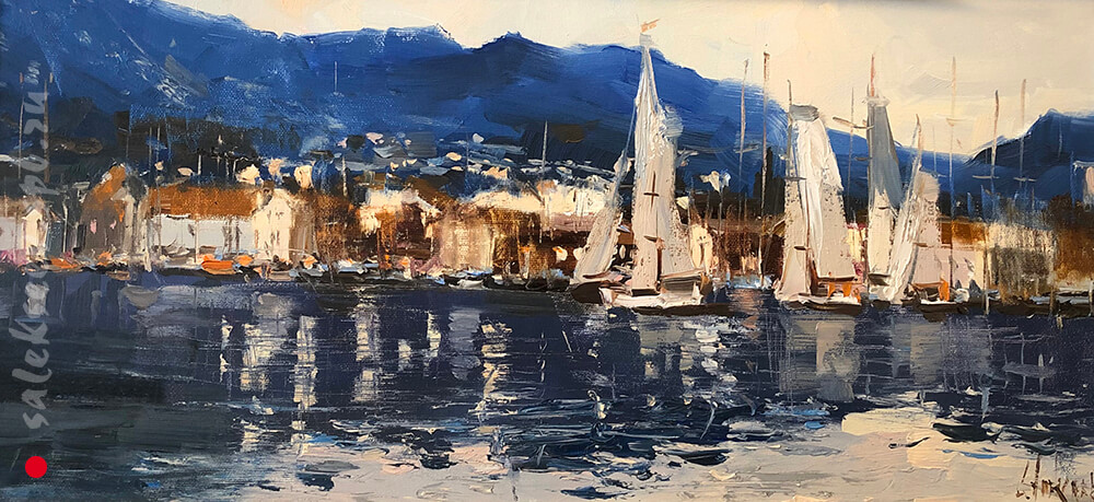 The evening. Kotor. 2018. Oil on canvas, 30x60 cm