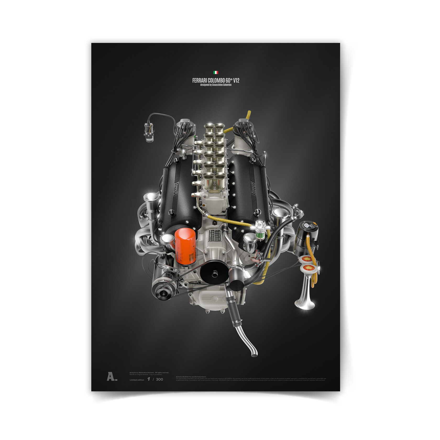 Купить постер Ferrari Colombo V12 Black – Aclassica