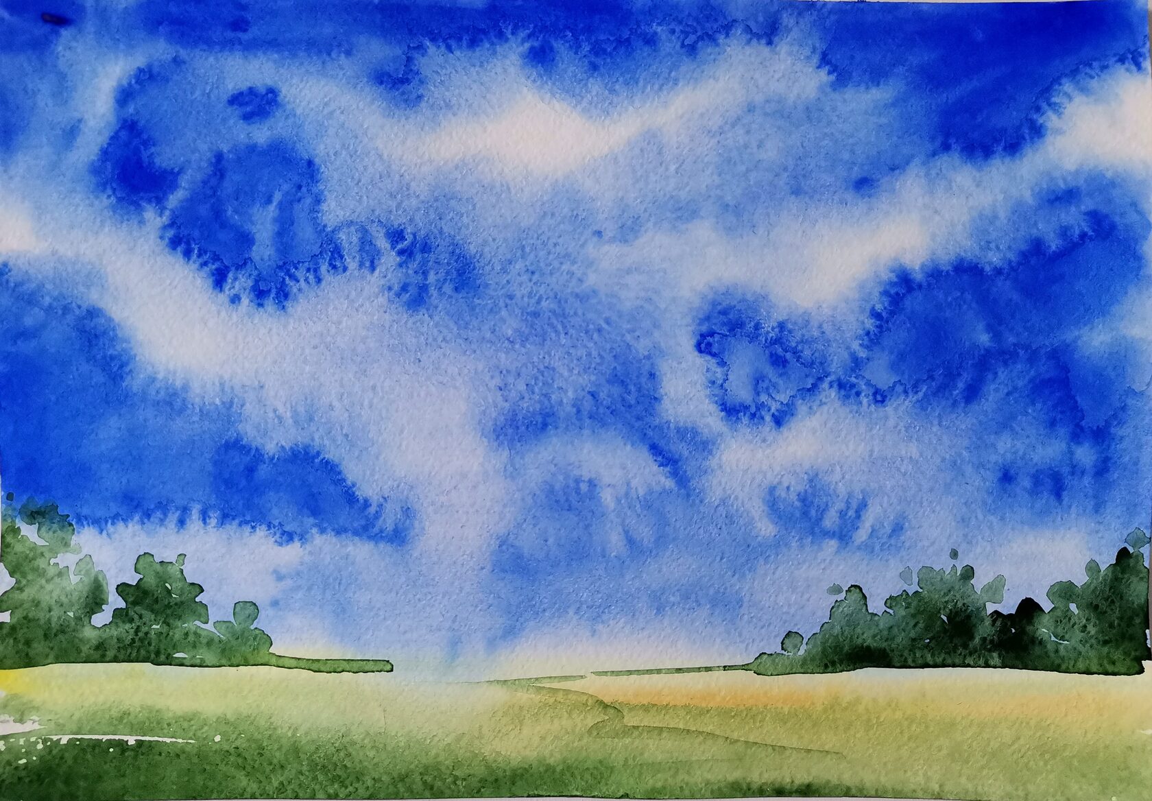 Видеоурок - как нарисовать облака акварелью