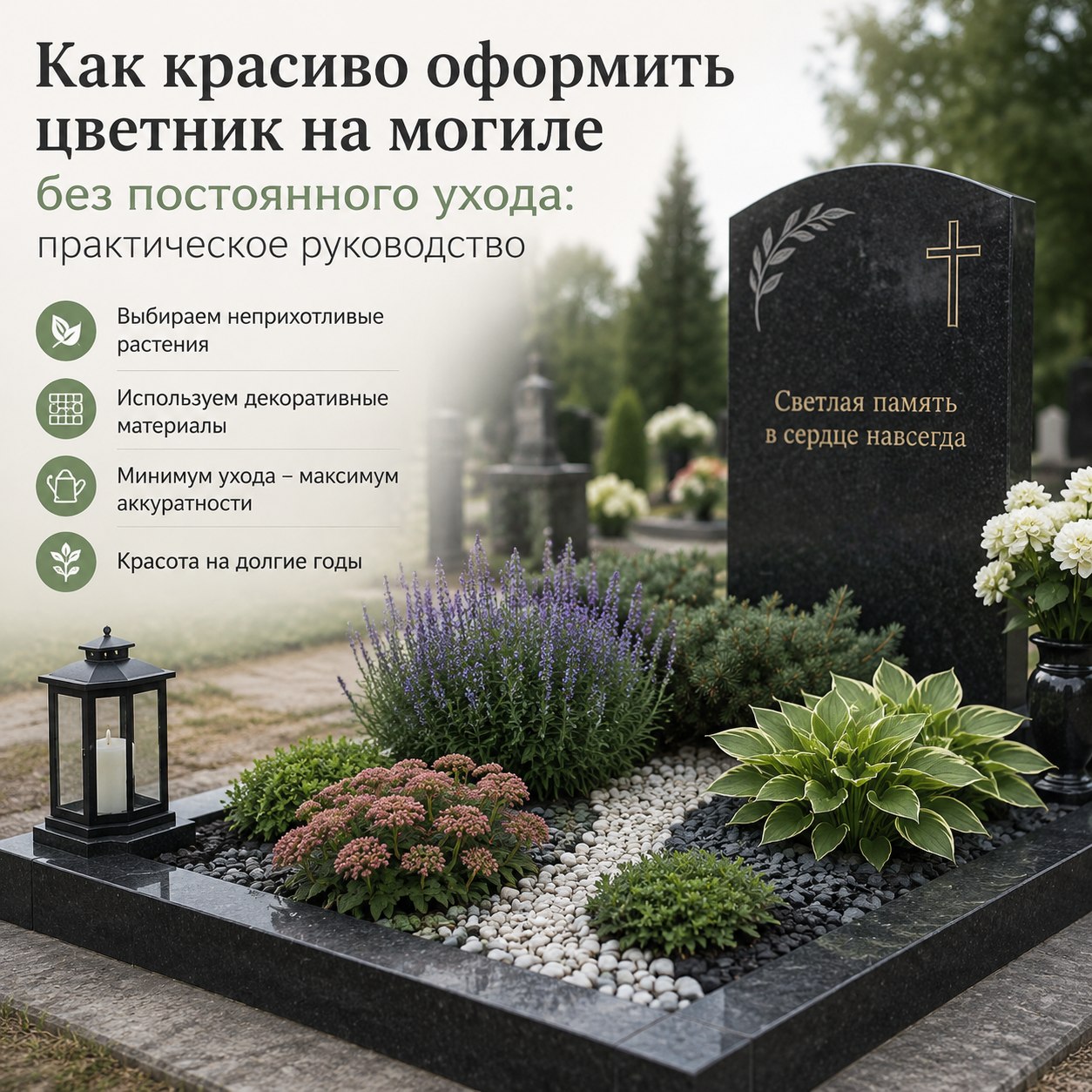 оформить цветник на могиле