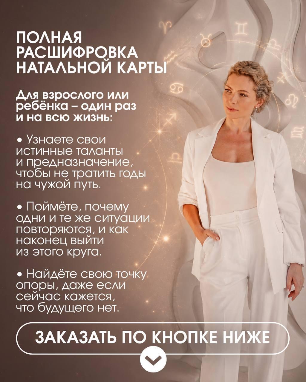Упаковка консультации: полная расшифровка натальной карты