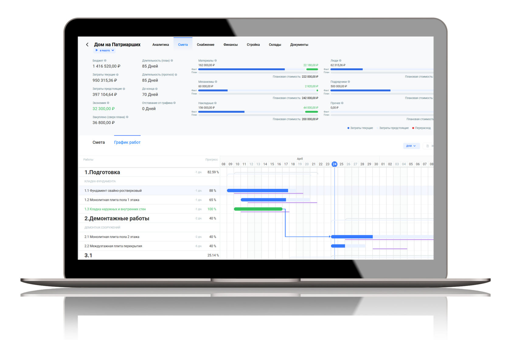 Скриншот интерфейса Gectaro