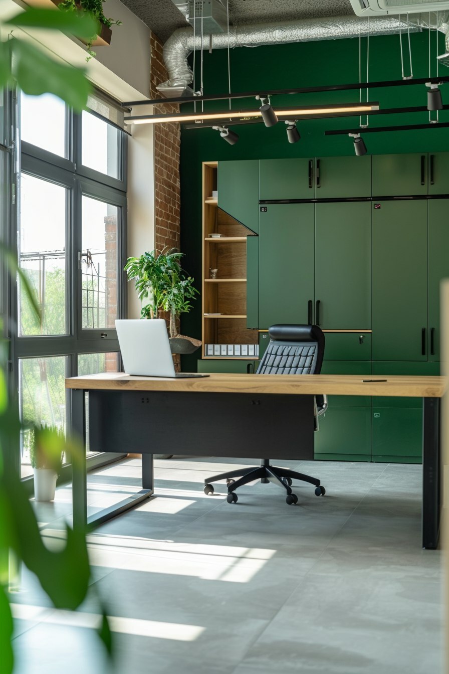 Кабинет офиса в зеленом цвете
