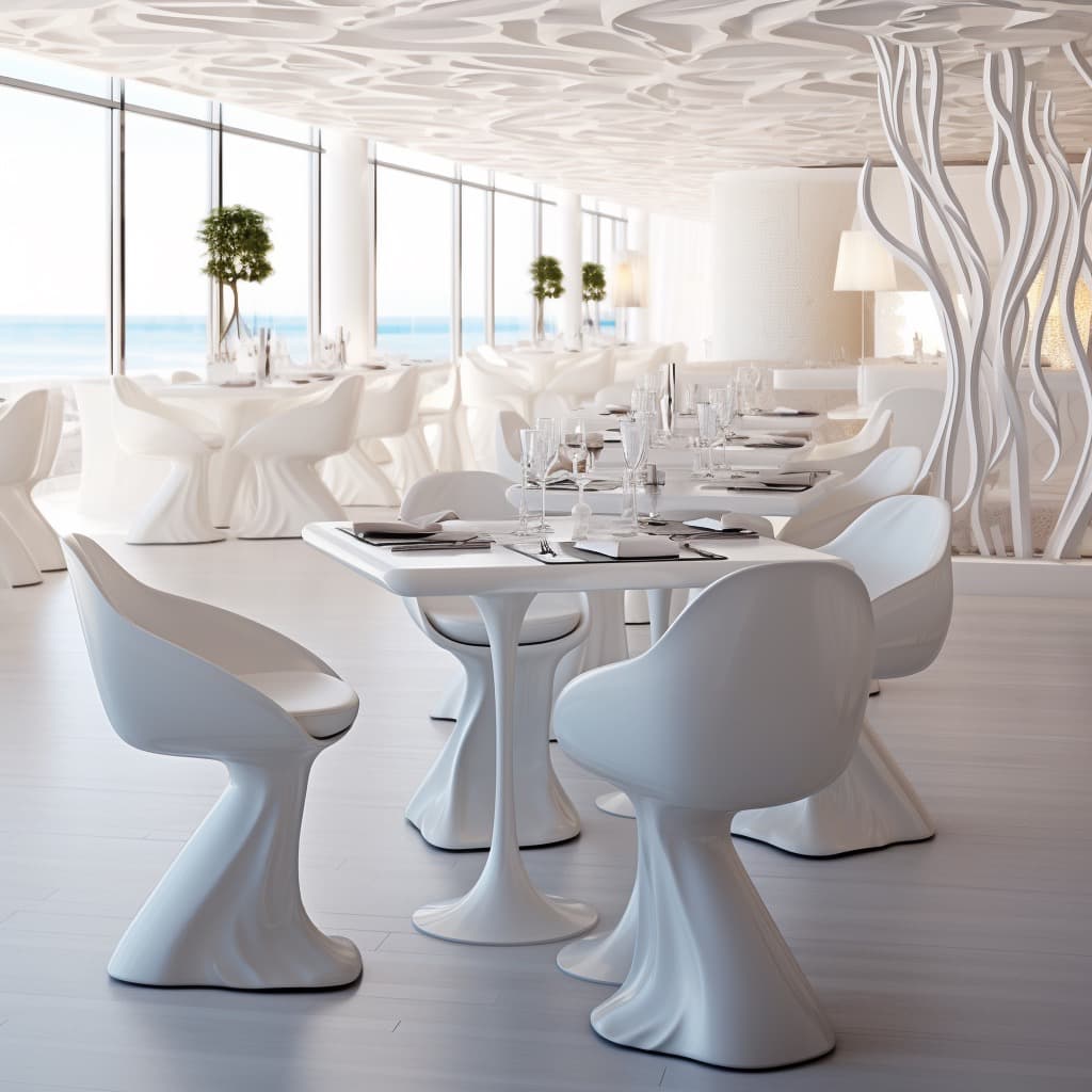 Мебель в белом ресторане