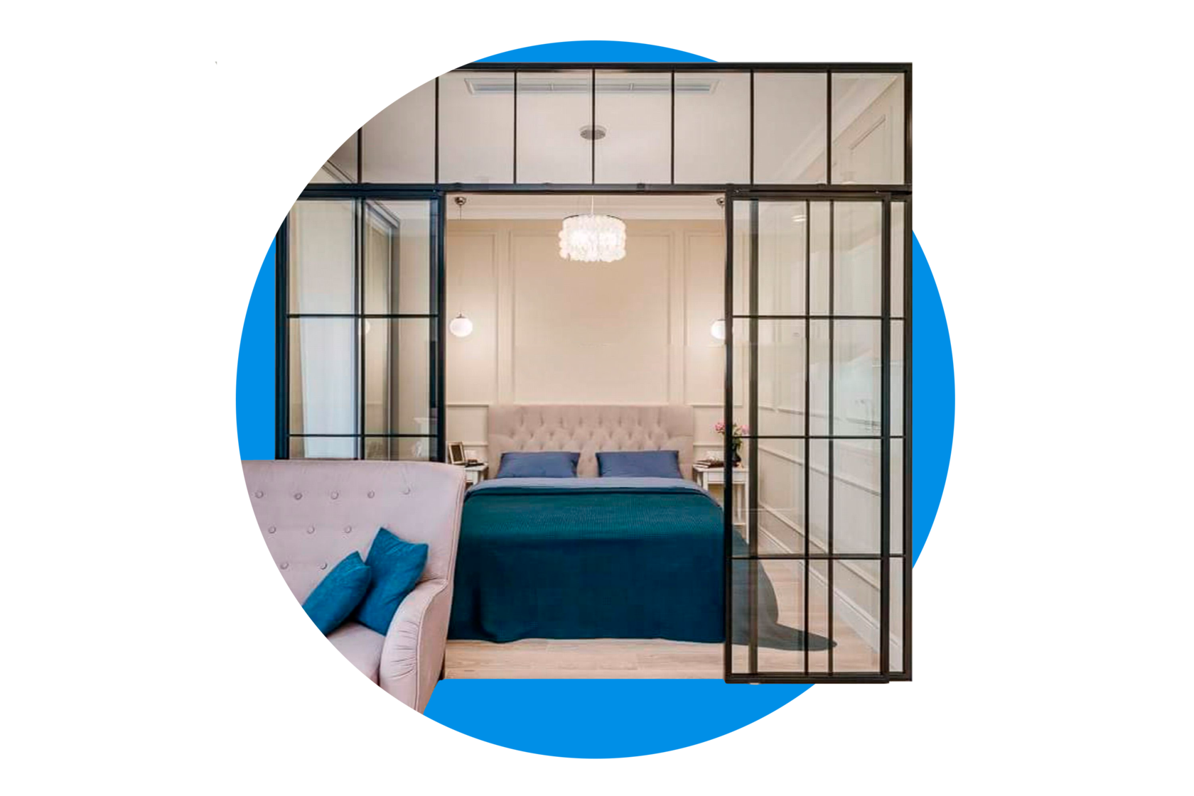 Межкомнатная перегородка с раздвижной дверью