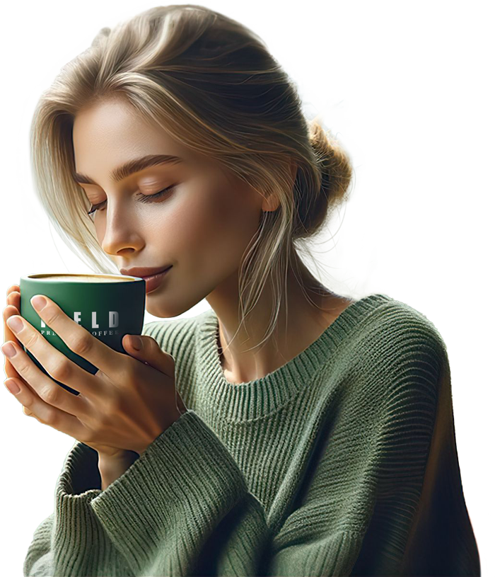 blonde woman with coffee cup