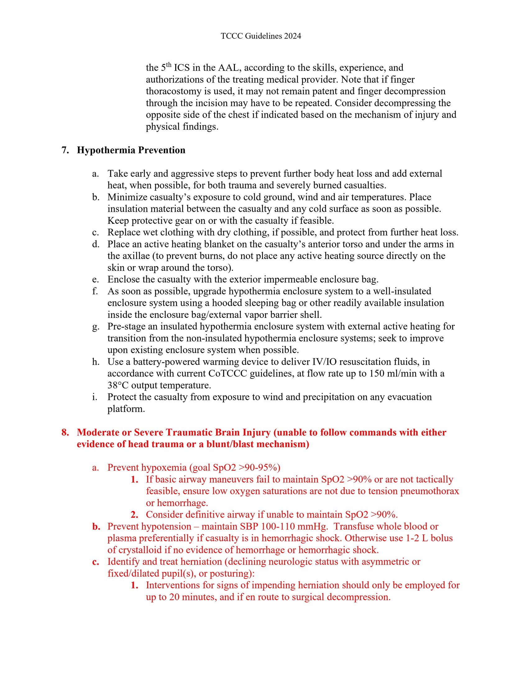 Протокол Tactical Combat Casualty Care (TCCC) Guidelines от 25 января 2024 г. полный текст на английском языке