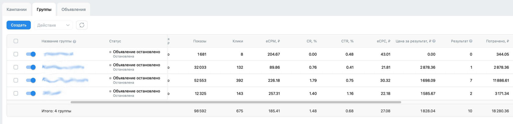 вк реклама в Тильда