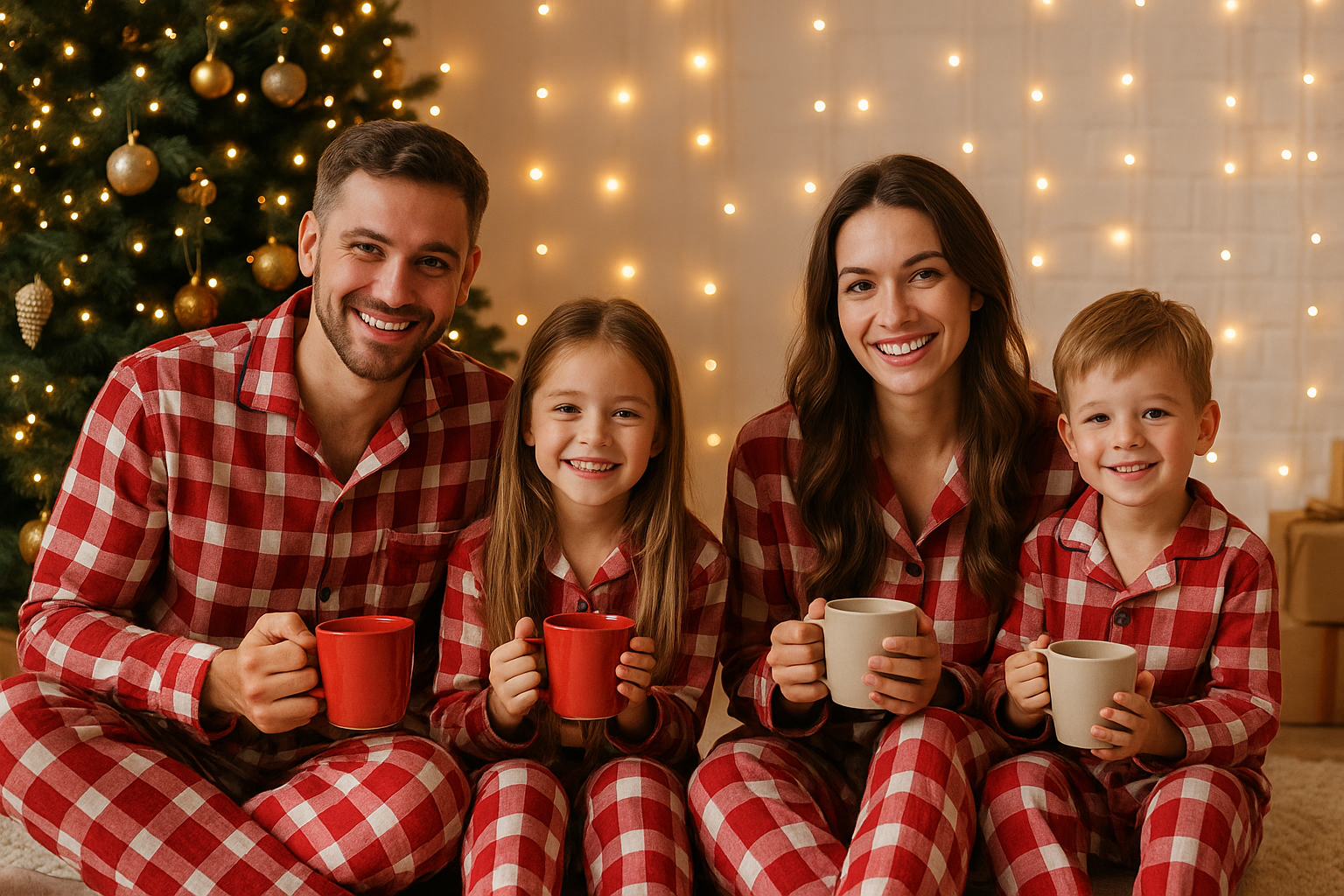 Новогодняя фотосессия в пижамах