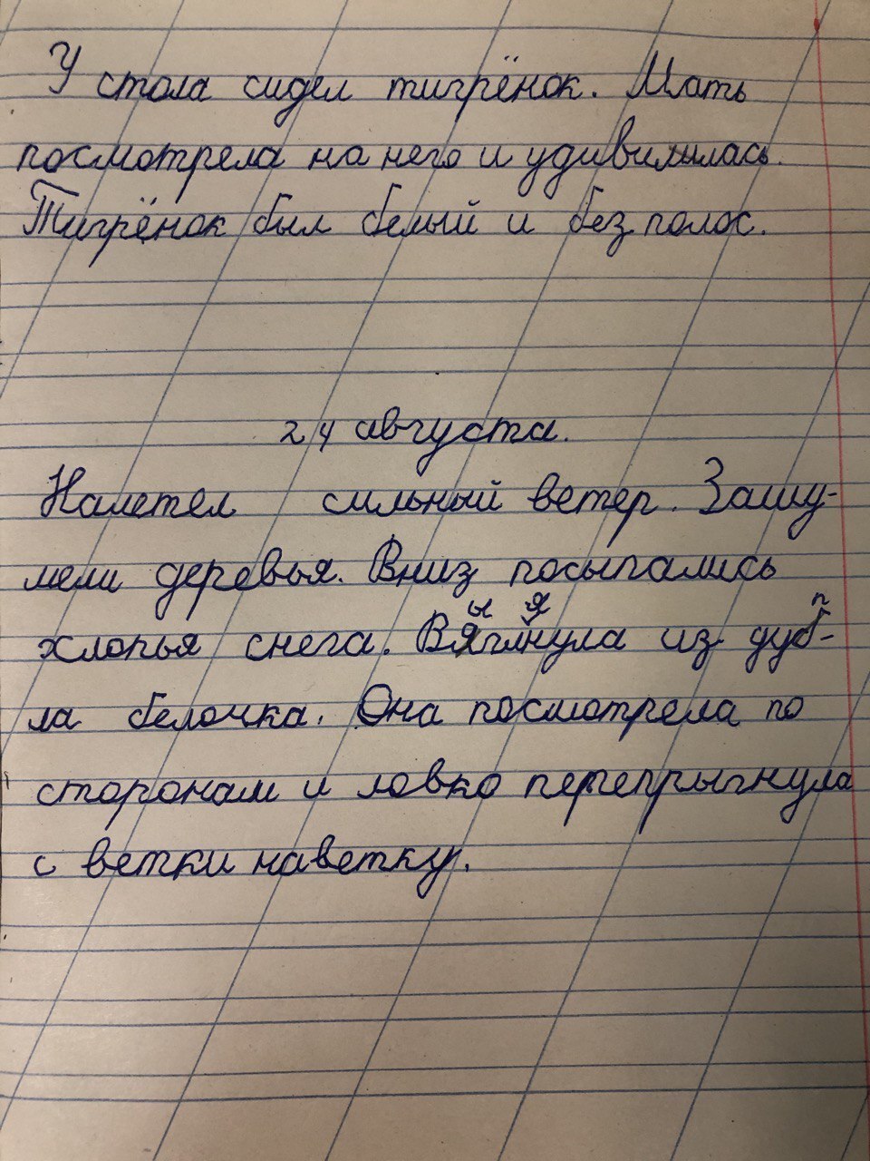 Егор после занятий по коррекции почерка