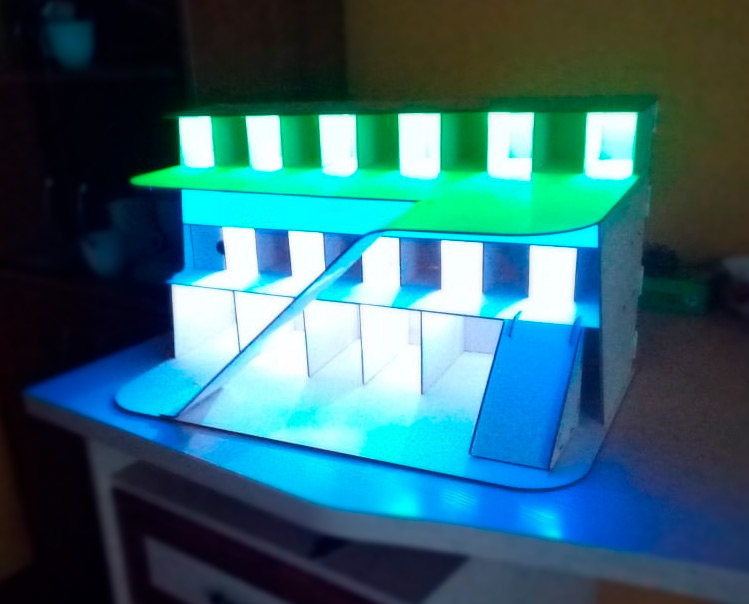 Парковка с освещением из фанеры