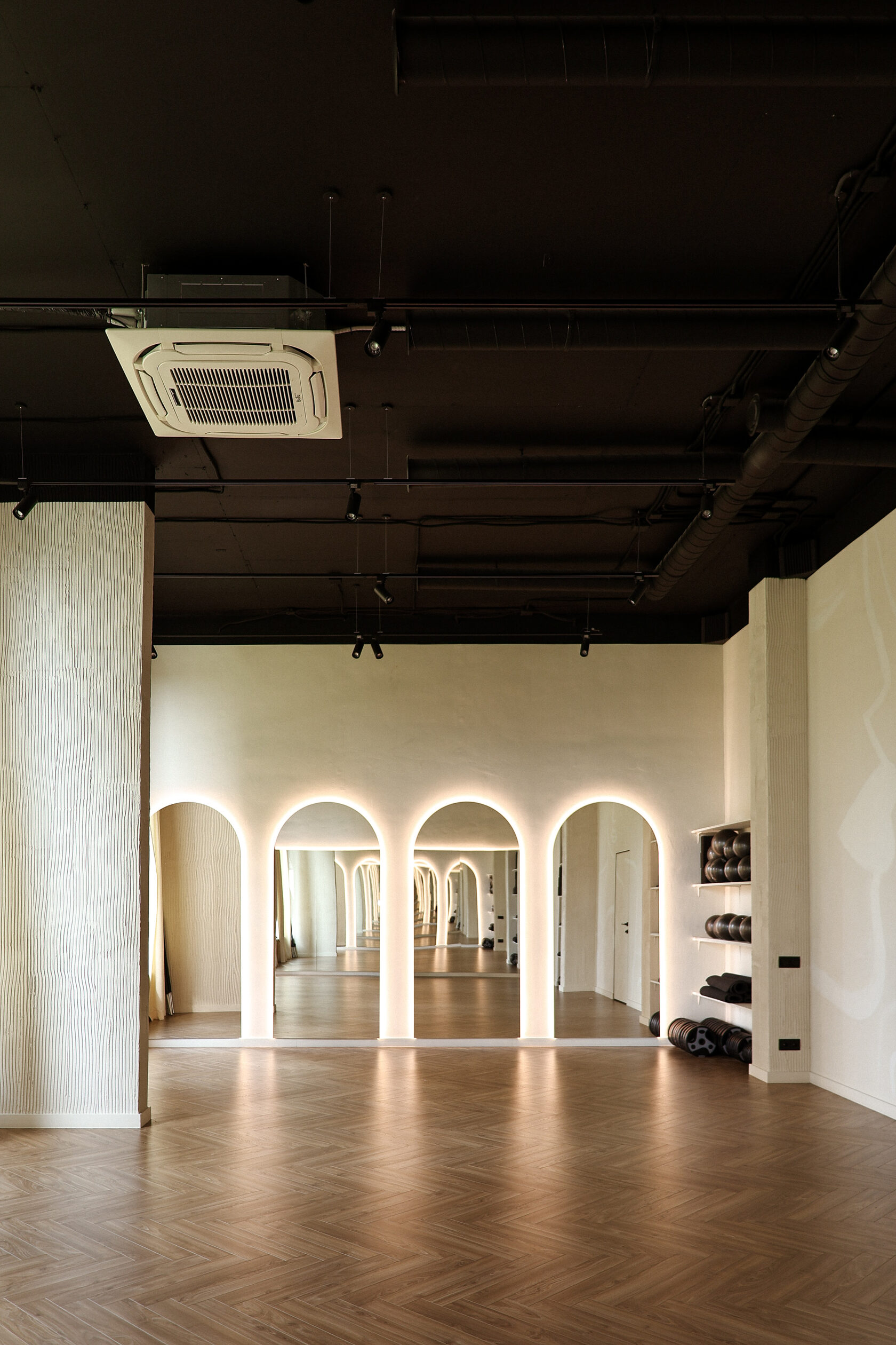 Зал для фитнеса, йоги и пилатеса в студии в Новоселье, парадная 2/13