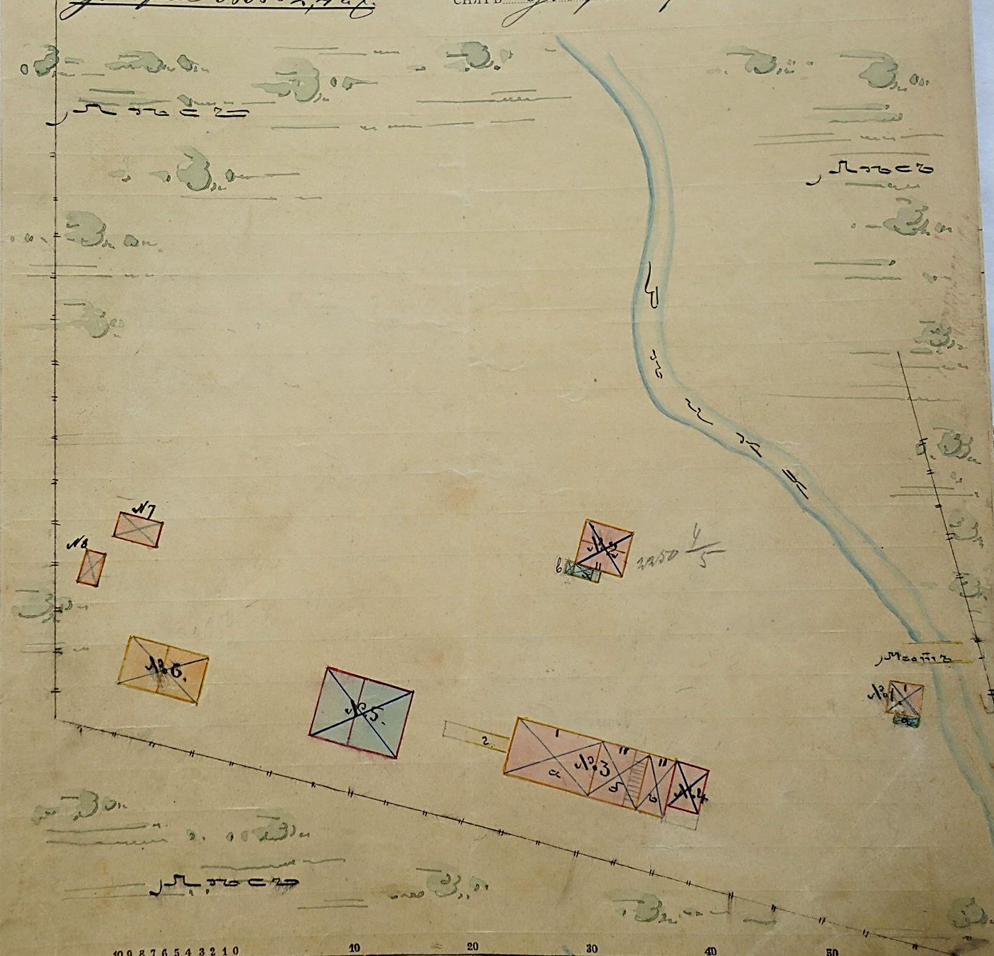 Территория воскоотбельного завода Ивана Блинова в Измайловском зверинце. 1908 г. Направление Север-Юг. ГБУ ЦГА Москвы, ф. 299