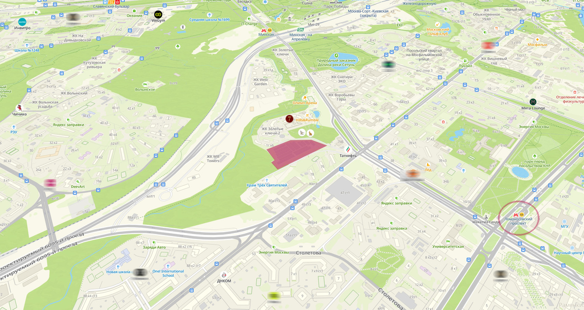 Пятно застройки ЖК Мосфильмовская, 74-78