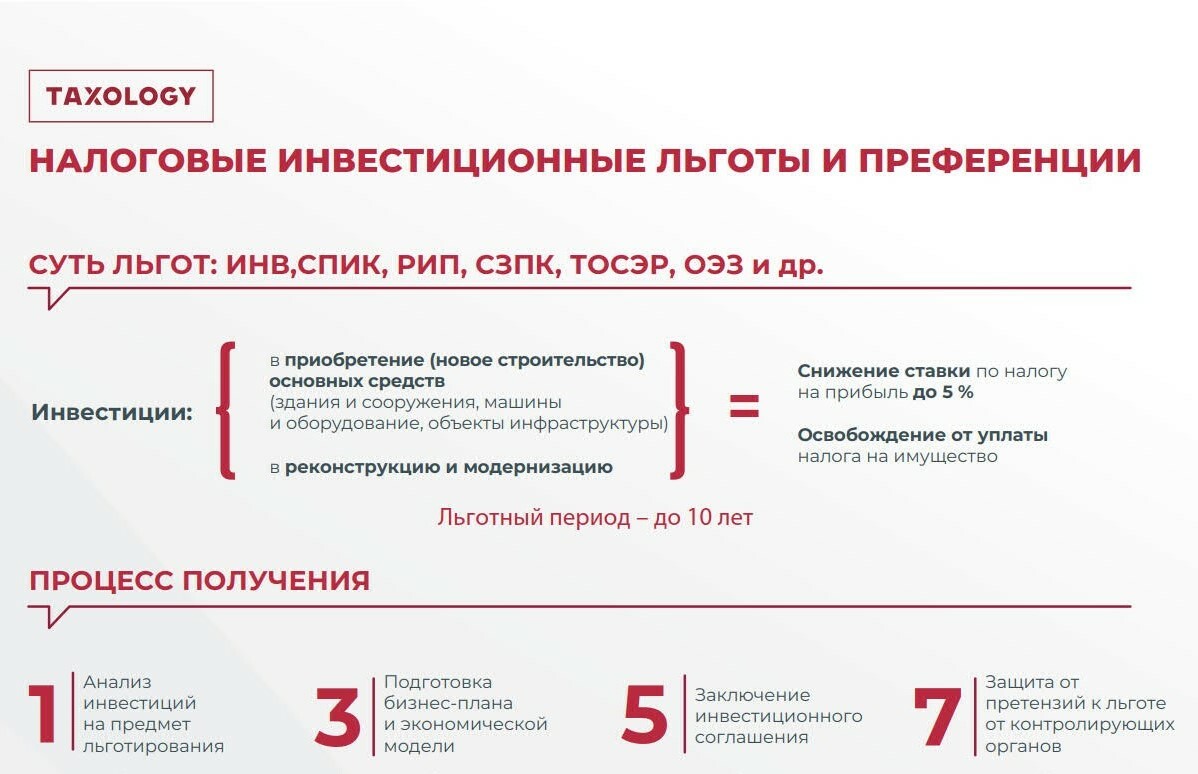 Налоговые льготы для инвестиционных проектов