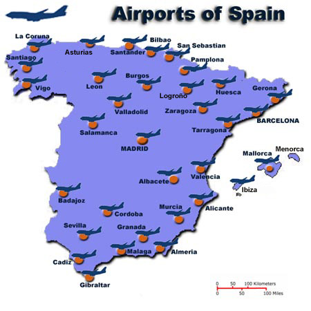 Map Airports Spain 