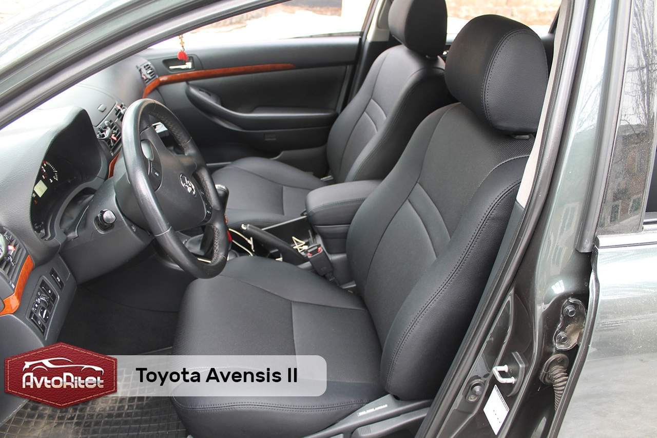 Каркасные чехлы на сиденья Toyota Avensis 2, модельные из экокожи, фото  салона, заказать с установкой, отзывы