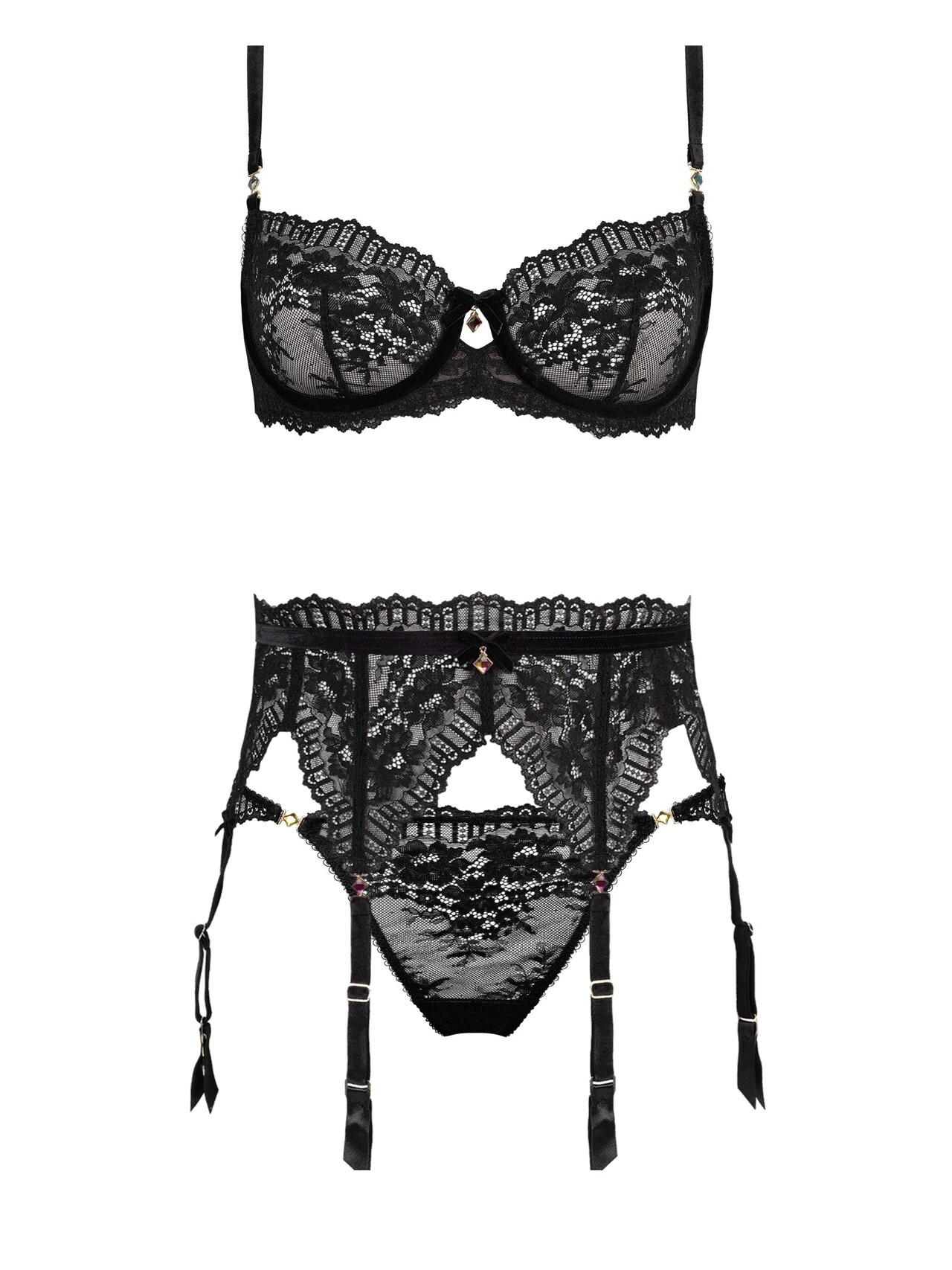 Кружевной комплект с бархатными деталями Dita Von Teese из линии Floradora в каталоге Dimmi underwear