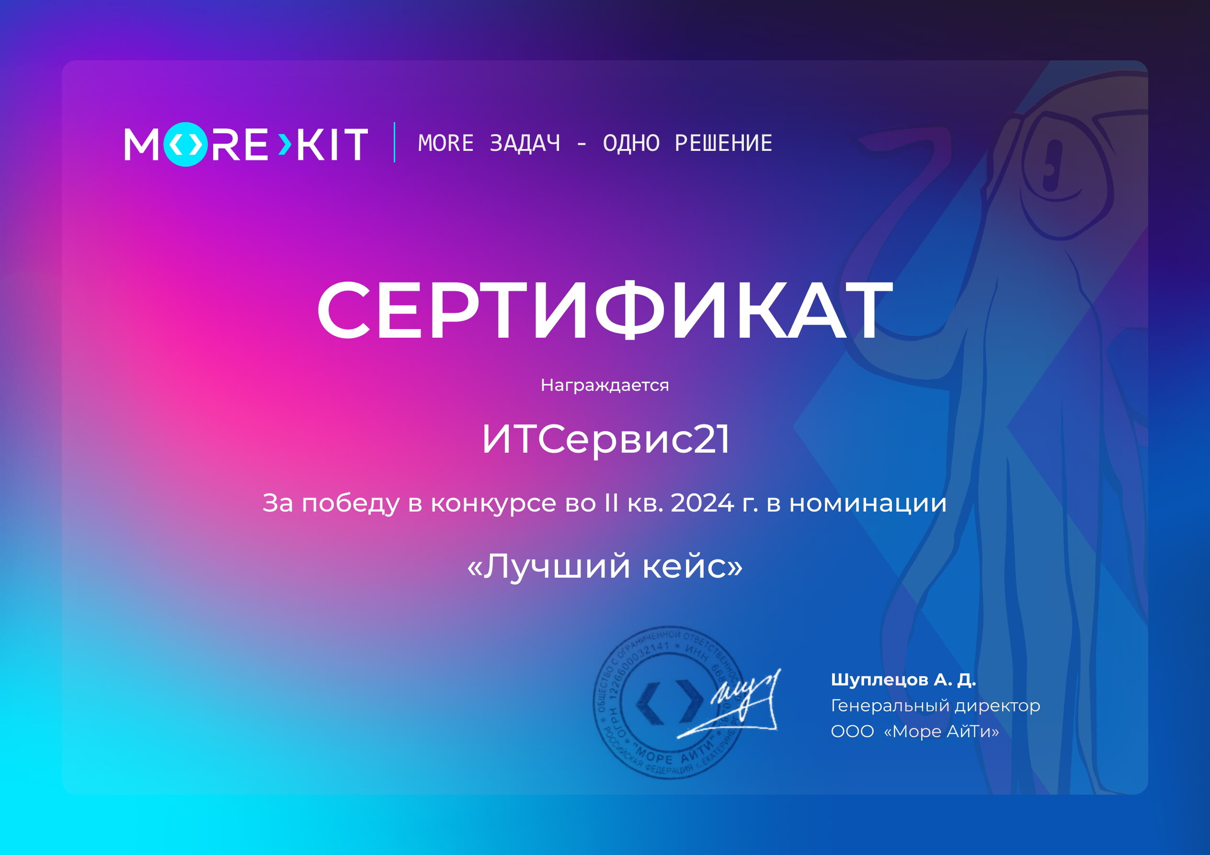 Именно этот кейс занял первое место в конкурсе MoreKIT ↑
