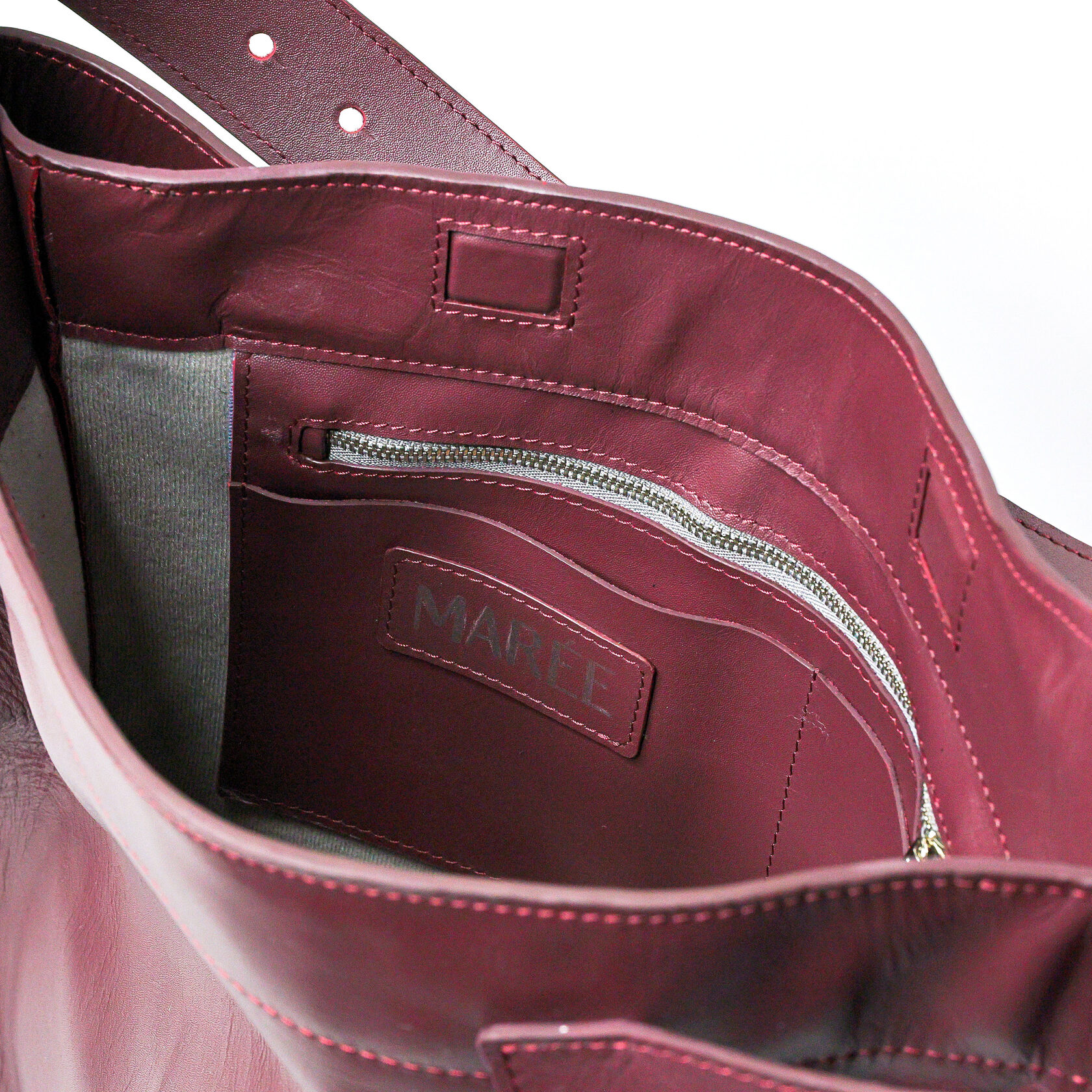 объемная дизайнерская сумка Wave тоут бордового цвета из натуральной кожи премиум качества