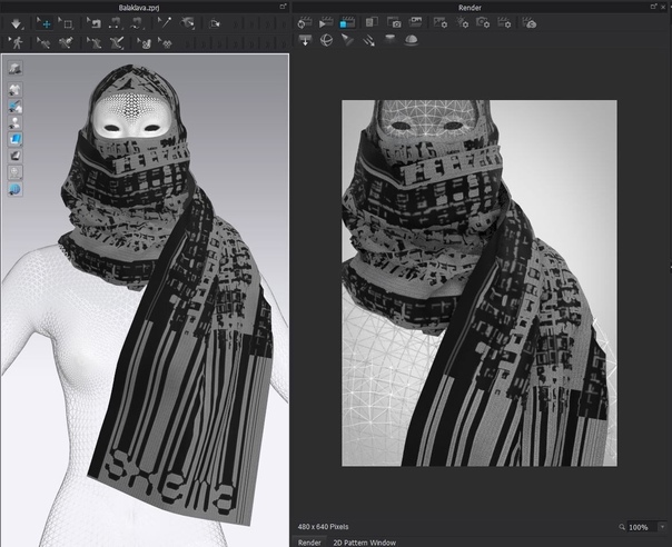 3D-модель шарфа и балаклавы в CLO 3D