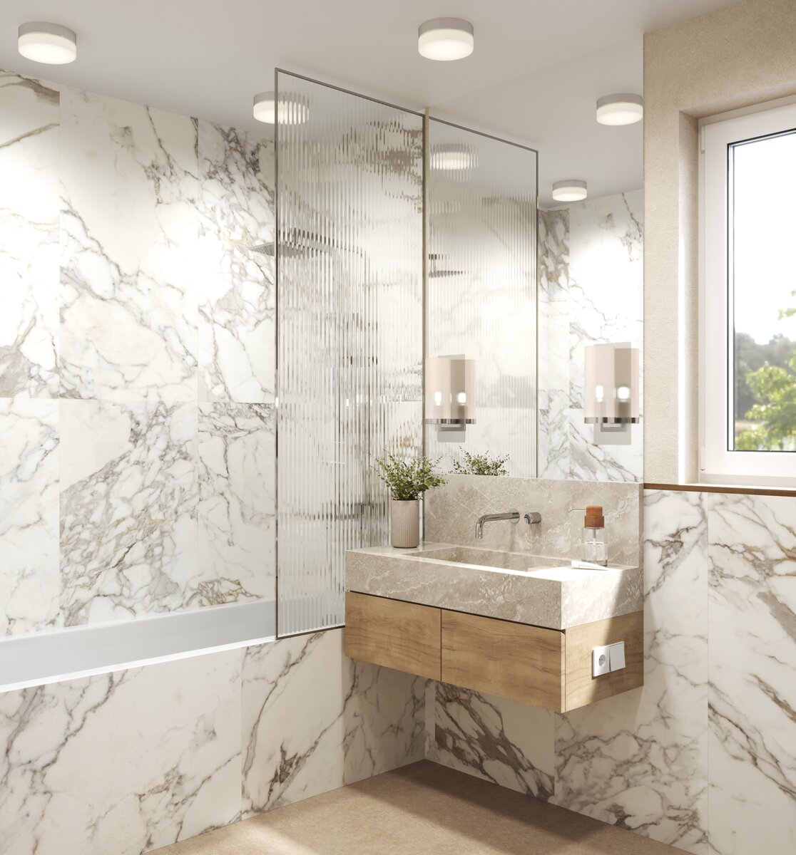 Какие приемы в оформлении ванной комнаты наиболее популярны в дизайне интерьера в 2023 году? Дизайнеры из студии I AM DESIGN покажут вам на примерах самые лучшие идеи!-6